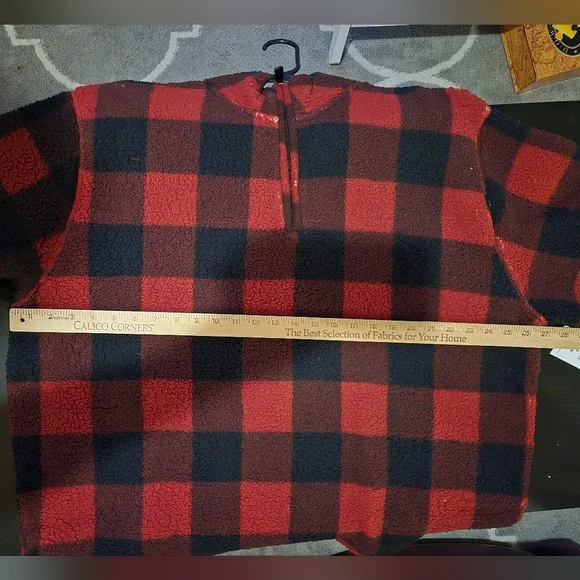 Wrangler NWT Womems Buffalo Plaid Sherpa Sweater 1/4 Zip Size XL - Picture 10 of 14